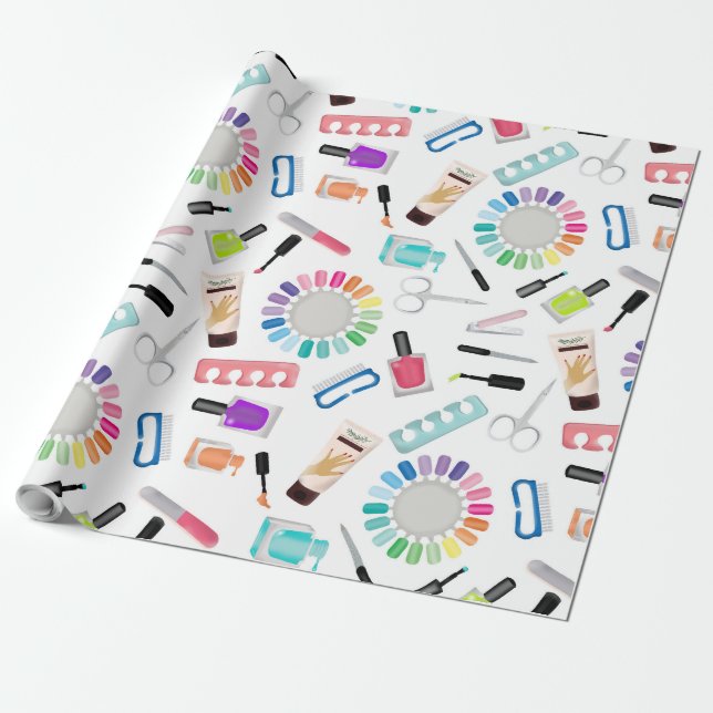 Papel De Presente Salão de Beleza Manicure Pedicure Unhas  (Desenrolado)
