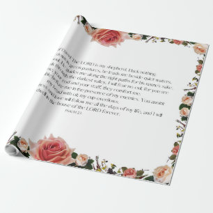 Papel De Presente Salmo 23 Arte - O Senhor é o Meu Pastor Floral