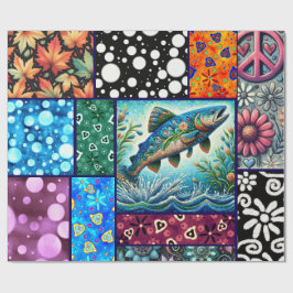 Papel De Presente Salmon Crazy Quilt Floral Whimsical Decoupage