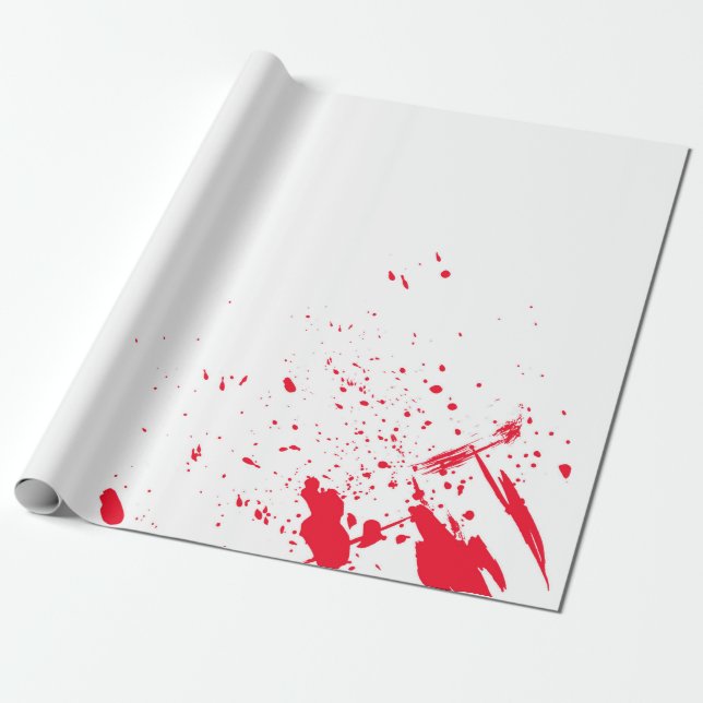 Papel De Presente Salpico de Sangue Vermelho (Desenrolado)