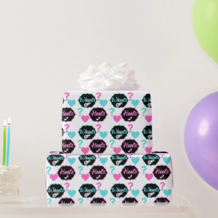 Papel De Presente Saltos ou Rodas Rosa Azul Revelação do Sexo do Beb