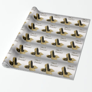 Papel De Presente Saltos Pretos Dourados para Mulheres no 50º Aniver