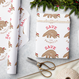 Papel De Presente Salve o Slogan do Pangolin no Natal