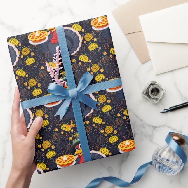 Papel De Presente Salve Um Peru Coma Torta Engraçado Feliz Dia de Aç (Presentear)