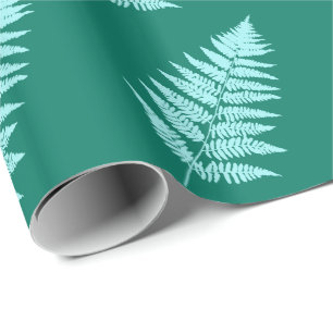 Papel De Presente Samambaia da Floresta 1, Turquesa e Água