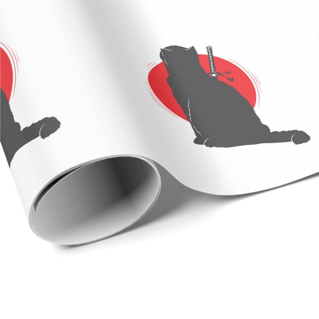 Papel De Presente Samurai Katze trägt ihr Schwert (Ponta do rolo)