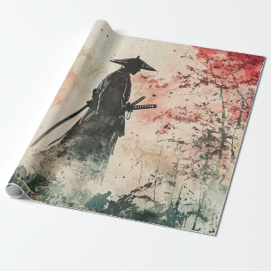 Papel De Presente Samurai Silencioso Floresta Carmesim (1)