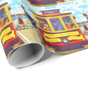 Papel De Presente San Francisco Califórnia Carro de Bonde Golden Gat