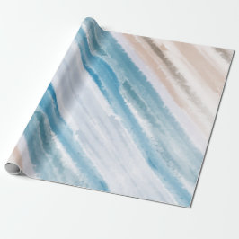 Papel De Presente Sandy Ocean Waves Abstrato Watercolor