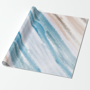 Papel De Presente Sandy Ocean Waves Abstrato Watercolor