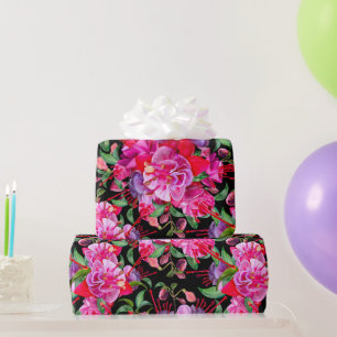 Papel De Presente Sangue De Fúcsia, Cor-De-Água, Rosa E Preta