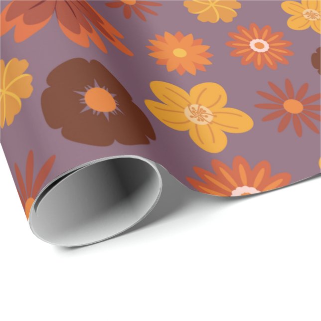 Papel De Presente Sangue de Queda e Flores de Outono Casando sem Per (Ponta do rolo)