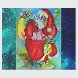 PAPEL DE PRESENTE SANTA CLAUS COM TERRA NA NOITE DO NATAL