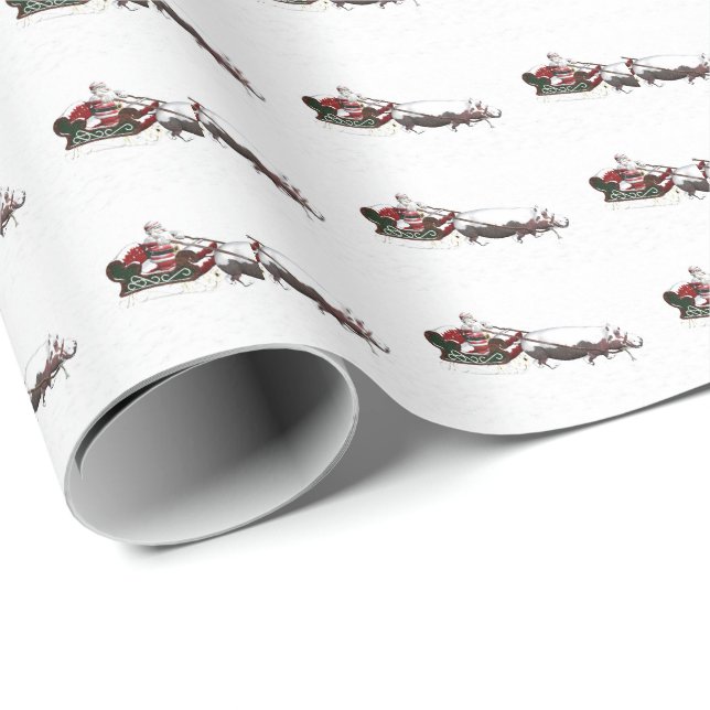 Papel De Presente Santa Claus Hippo Sleigh (Ponta do rolo)