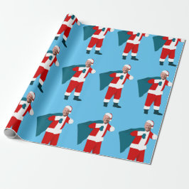 Papel De Presente santa claus joe biden natal azul