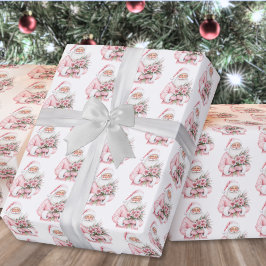Papel De Presente Santa Claus Pink Christmas
