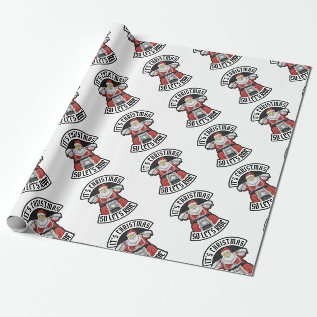 Papel De Presente Santa Claus riding a motorcycle (Desenrolado)