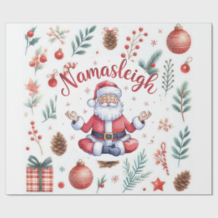 Papel De Presente Santa Claus Yoga com o tema de Natal
