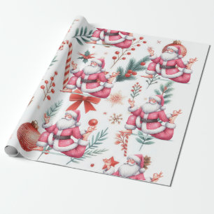 Papel De Presente Santa Claus Yoga com o tema de Natal