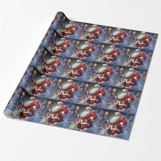 Papel De Presente Santa Clause Feliz Feliz ano novo de Natal (Desenrolado)