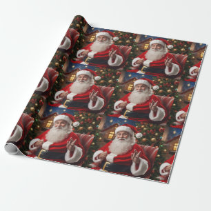 Papel De Presente Santa Clause sorrindo e acenando