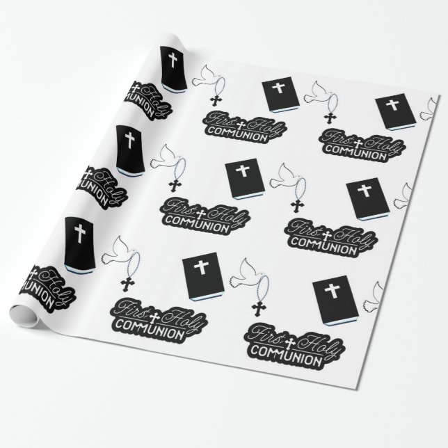 Papel De Presente Santa comunhão Christening (Desenrolado)