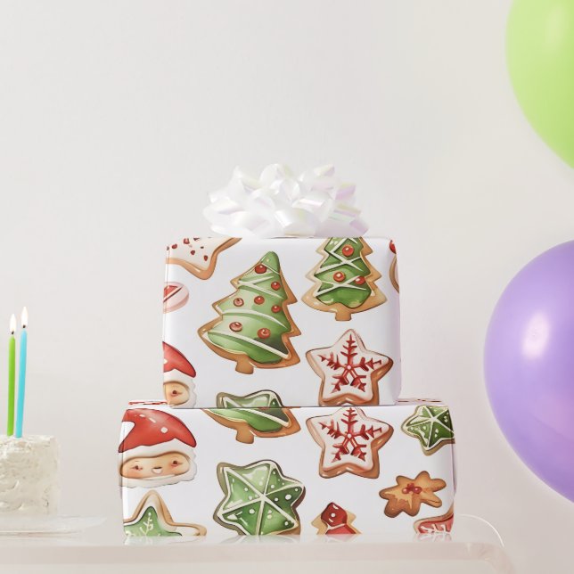 Papel De Presente Santa Cookies  (Presentes para festas)