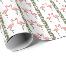 Papel De Presente Santa Flamingos and Shells Wrapping Paper