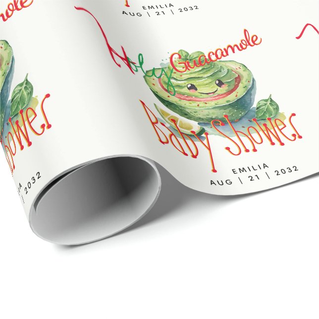 Papel De Presente Santa Guacamole Fiesta Chá de fraldas PERSONALIZAD (Ponta do rolo)