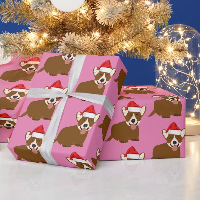 Papel De Presente Santa Hat Corgi (Feriados)
