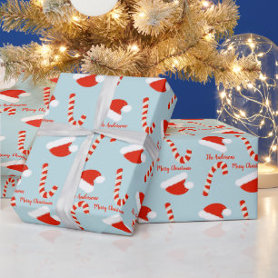 Papel De Presente Santa Hat e Candy Cane