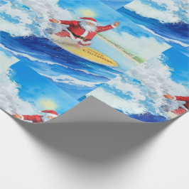 Papel De Presente Santa is Surfing Christmas Holiday