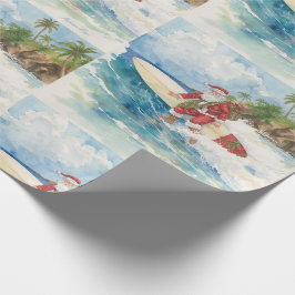 Papel De Presente Santa is Surfing Christmas Holiday