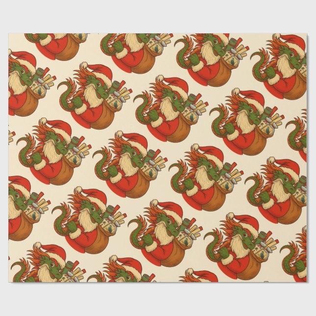 Papel De Presente Santa Mahj Holiday Gift Wrapping (Aberto)