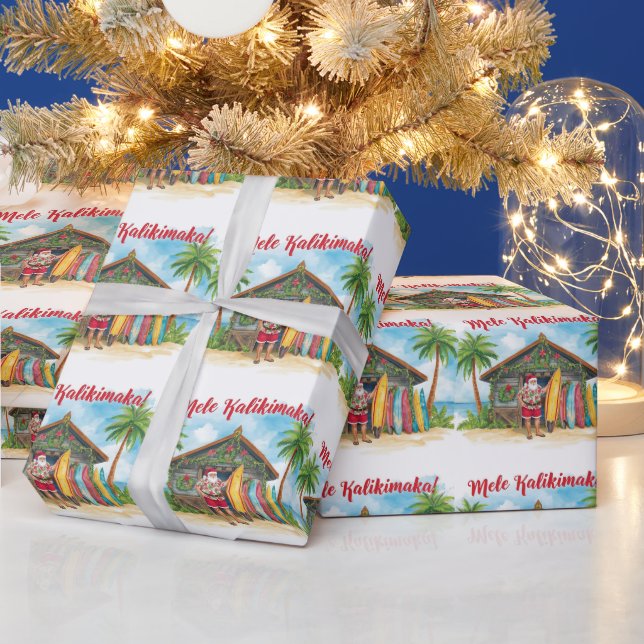 Papel De Presente Santa Surf Shack Havaí – “Mele Kalikimaka!”  (Feriados)