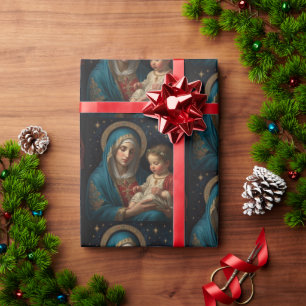Papel De Presente Santa Virgem Maria e Jesus Natal