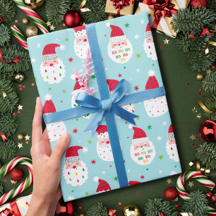 Papel De Presente Santas bonitas com barba festiva azul
