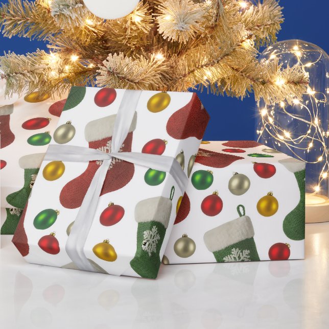 Papel De Presente Santas Stocking (Feriados)