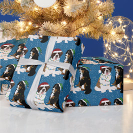 Papel De Presente Santo Bernard e Bernese Mountain Dog Natal