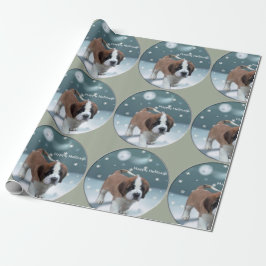 Papel De Presente Santo Bernard Puppy Natal