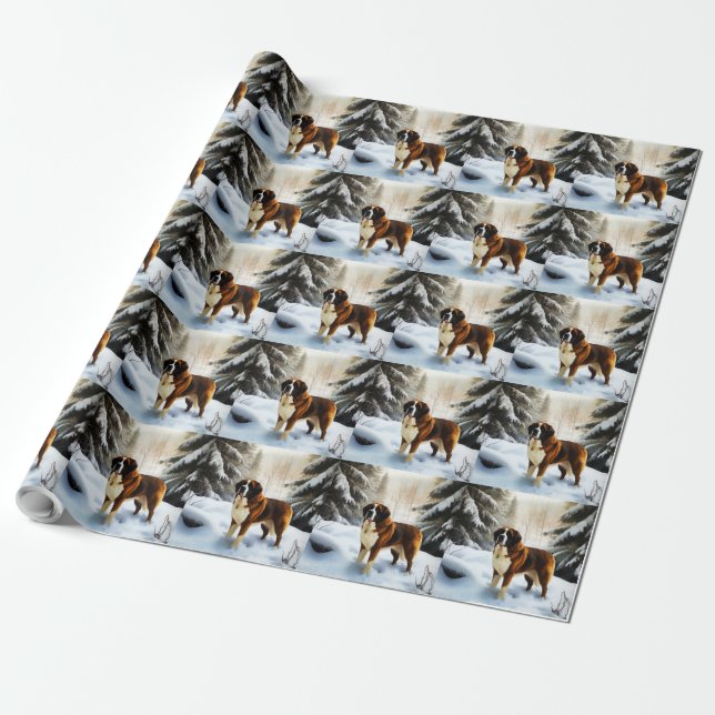 Papel De Presente São Bernardo Deixe Nevar Natal (Desenrolado)