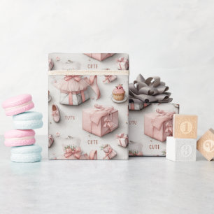 Papel De Presente Sapatilhas de Ballet e Tutus em Elegância Rosa Sua