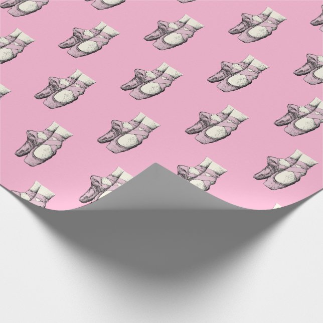 Papel De Presente Sapatos de Balé Rosa En Pointe FL CC Fundo Rosa (Ponta)