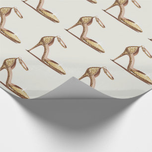Papel De Presente Sapatos de salto alto dourados com brilho elegante