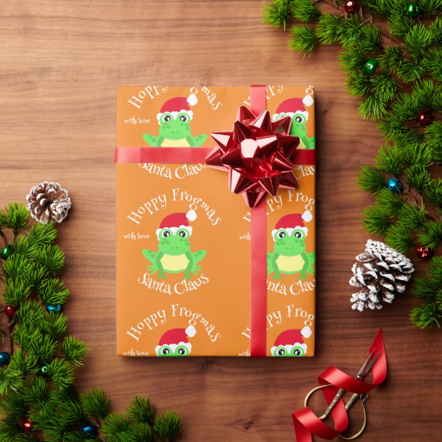 Papel De Presente Sapo de Natal Santa Hat Novelty Nome (Presente de Natal)