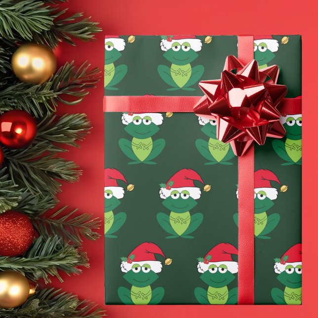 Papel De Presente Sapo de Natal Verde (Criador carregado)