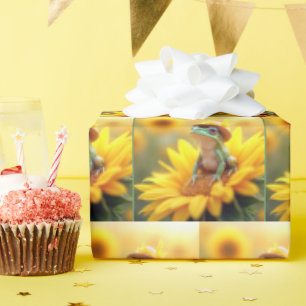 Papel De Presente Sapo em girassol