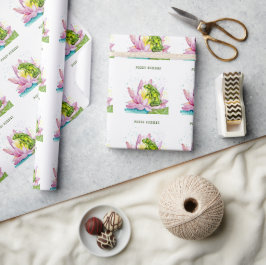 Papel De Presente Sapo engraçado num lótus