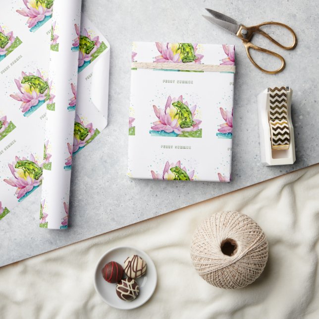 Papel De Presente Sapo engraçado num lótus (Artesanato)