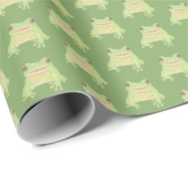 Papel De Presente Sapo verde de árvore bonita - padrão de transp.